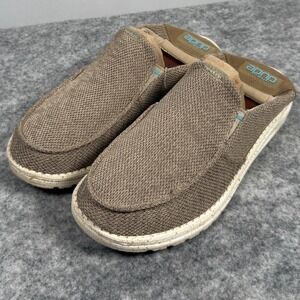 Hey Dude Shoes x Johnnie-O Mens 8 Tan Brown Knit Slip On Loafers Speckled Sole